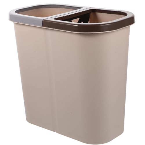 Caneca de basura pequeña con doble compartimento color marrón