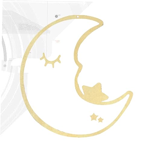 Ciieeo Hanging Moon Phase Decor Mirror Wooden Frame Acrylic Material Safe Easy to Install Home Dec
