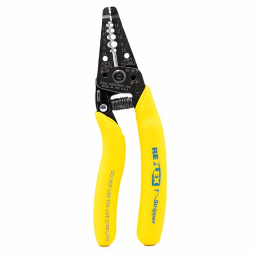 Image of IDEAL Electrical 45-618 Reflex Super T-Stripper - 8-116 AWG, Yellow, Wire Stripper, Plier Nose, Slide Lock, Textured Grips