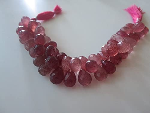 Quartz fraise perles naturelles briolettes larmes pour création bijoux DIY