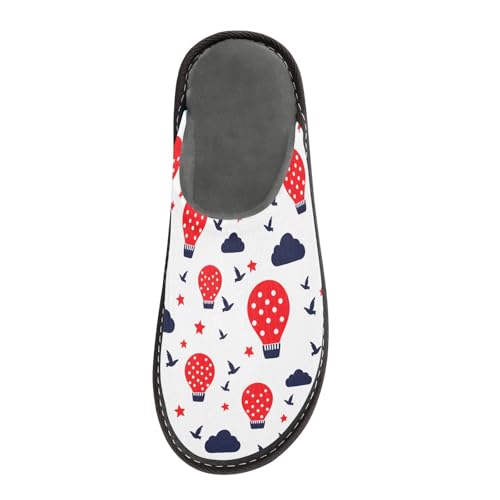 Hot Air Balloon Bird Fuzzy Slippers Soft Home Bedroom Slippers for Women Men House Shoes3