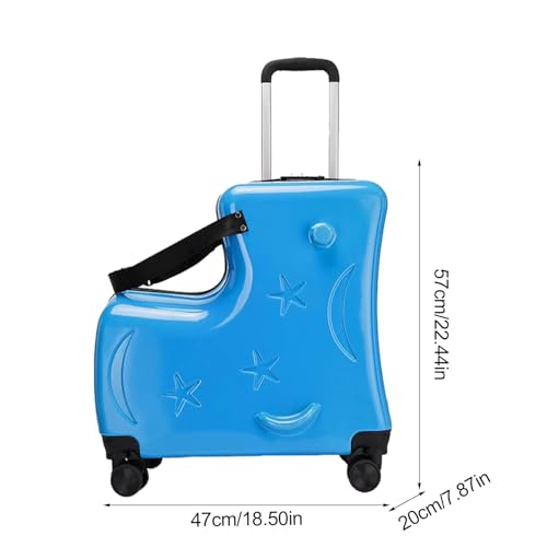 Kids Ride Suitcase, 3-Digit Password Lock Luggage, 20in Travel Trolley - Ride- Luggage with Seat Belts, Pedals, Handlebars, Silent Wheels for Boys, Fun and Secure Travel2