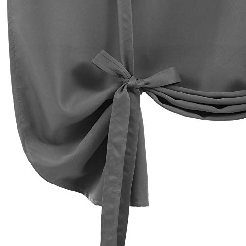 Dwcn Blackout Curtains-Tie Up Shade For Window Thermal Insulated Room Darkening Rod Pocket Curtains For Kitchen, Dark Grey, W42 X L63 Inches, 1 Panel #TOP5