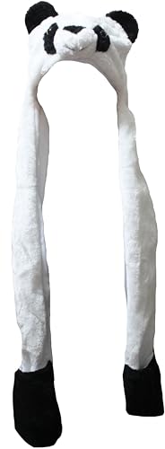 Bonnet panda chaud à longues oreilles en peluche pour l'hiver noir et blanc