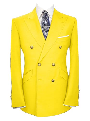 Wemaliyzd Men's Sport Coat Classic Fit Peak Lapel Double Breasted Suit Blazer