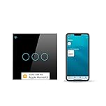 Smart Touch Light Switch 3 Gang 1 Way WiFi Wall Switch Works with Apple HomeKit, Alexa and Google Home, App/Voice Control, Glass Panel with LED Backlight, 10A 300W Neutral Wire Required Black