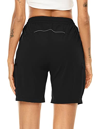 Micoson Womens Hiking Cargo Shorts Dry Fit Lightweight Summer Shorts Travel Athletic Golf With Zipper Pockets Black Medium #TOP4
