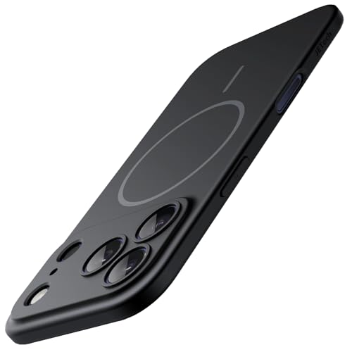 Image of JETech Magnetic Slim Case for iPhone 17 Pro Max 6.9-Inch, Compatible with MagSafe, Ultra-Thin Lightweight Minimalist Phone Cover with Matte Finish and Full Camera Lens Protection (Black)