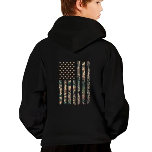 Vintage Camo American Flag USA Camouflage The Patriotic Hoodies for Teen Girls Boys Kangaroo Pocket Sweatshirt2