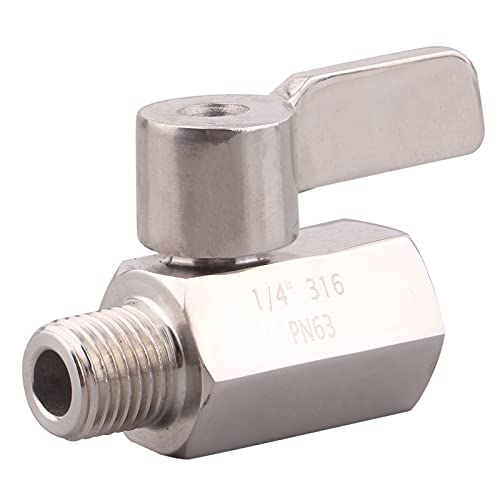 GOVALVE 1/4 Zoll Mini Kugelhahn - NPT Innengewinde x Außengewinde Edelstahl 316 Gewinde Ventil für Wasser, Öl und Gas (1 Stück) Cover