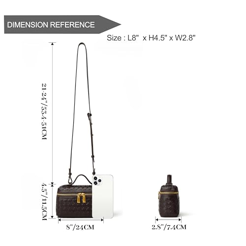 Image of Trendy Woven Shoulder Bag for Women Crossbody Purses PU Leather Mini Top-Handle Tote Handbag Evening Square Box Bags (Dark Purple)