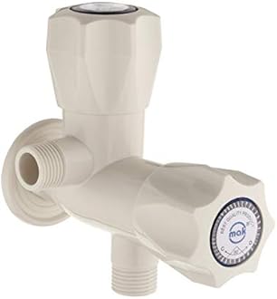 Nixnine Mak ABS Plastic 2 Way Angle Water Tap for Hot & Cold Water Kitchen, Bathroom Wash Basins,1/2 Inch Thread (Ivory) Pack of 4, Polished