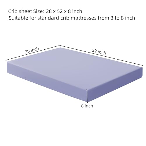 Image of HBHLFZ Crib Sheets for Boys, Girls, 28x52 Inch Fitted Crib Sheet - 8 Inch Deep Pocketed Fixed Sheet - Soft and Comfortable Microfibre - Fits Standard cot and Toddler mattresses, Light Purple