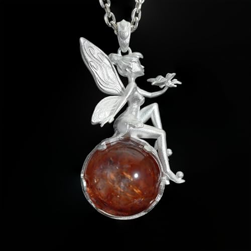 Pendentif elfe en quartz hématite rouge et argent 925 fait main