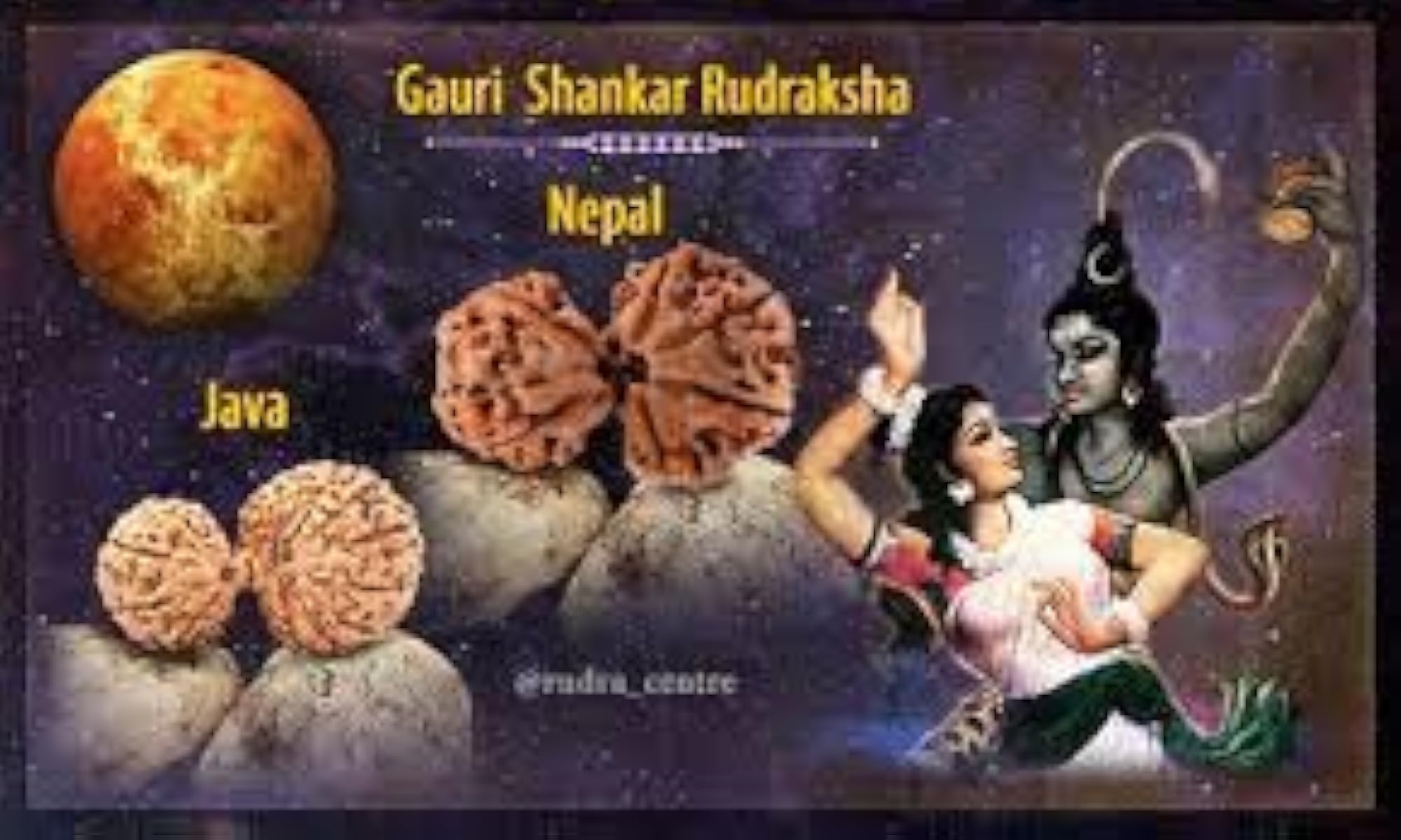Gori Shankar Rudraksha Pendant, Certified Original from Nepal