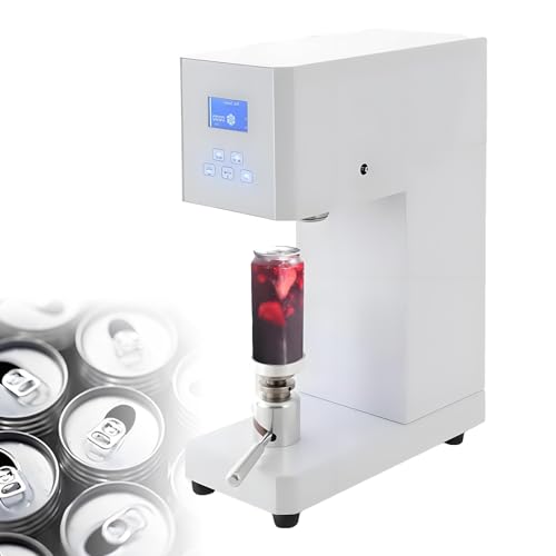 DNEPEI Enlatadora de Bebidas de 370 W con Pantalla LCD, 5,5 cm de diámetro y 11,4 cm-17 cm de Altura, con Panel Inteligente con Pantalla LED para latas de refrescos, Cerveza y Agua con Gas White-220V