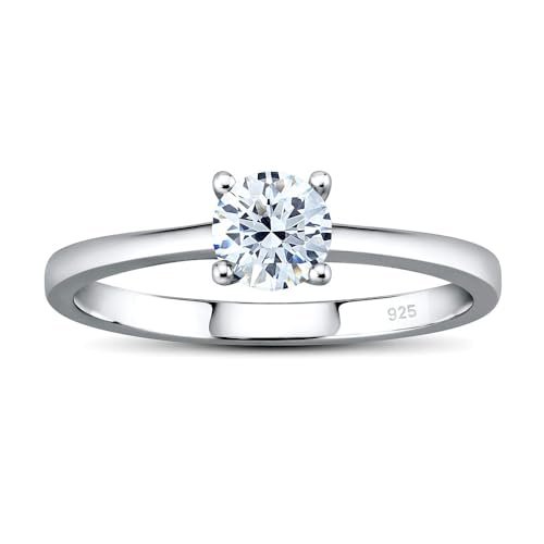 SILVEGO Verlobungsring MADISON 925 Sterling Silber rhodiniert mit Swarovski Zirconia nickelfreier und hypoallergener Solitärring hochwertige Qualität