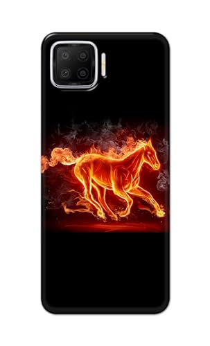 Image of PRINTFIDAA Printed Hard Back Cover Case for Oppo F17 Back Cover (Fiery Horse) -112