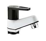 MONIT PTMT Pillar Tap for Bathroom Basin | Stylish Black & White Faucet with Single Handle | Durable Leak-Proof Design | Modern Contemporary Look | Includes Teflon Tape (Pillar Tap)
