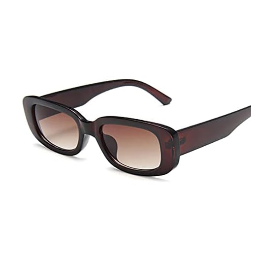 TOBILE Gafas de sol vintage cuadradas negras para mujer, pequeñas gafas de sol rectangulares para mujer, espejo transparente degradado Oculos De Sol-marrón oscuro