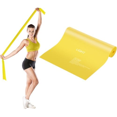 Fitnessbänder 2m Lang, Widerstandsbänder Gymnastikband Ideal für Yoga, Pilates, Krafttraining, Fitnessband Fitnessbänder für Männer Frauen-mit Trainingsanleitung [Gelb]