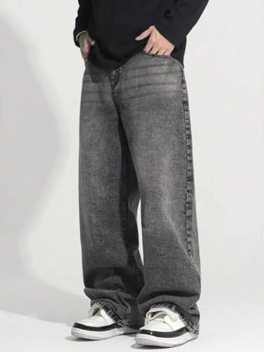 Image of KOTTY Baggy-Fit Denim: Men Zip Fly Washed Cotton Spandex Lightweight Durable Everyday Streetwear Baggy Fit Jeans