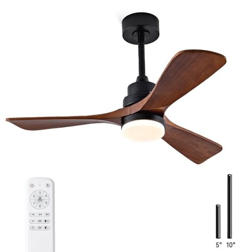 Ceversa 42 Inch Wood Ceiling Fans with Lights and Remote,Outdoor