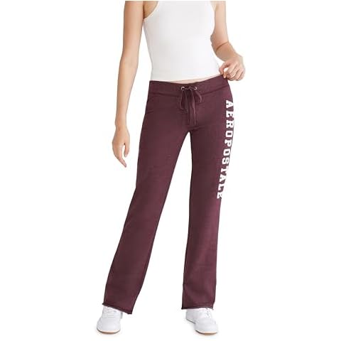 AEROPOSTALE Women's Aero Logo Flare Pant-Arches, Rich Burgundy, Small Cover