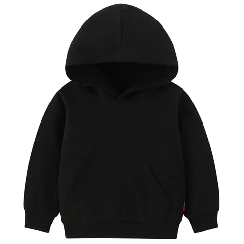 AIWUHE Toddler Boys Girls Hooded Sweatshirt Solid Pullovers Long Sleeve Hoodie Kids Cotton Crewneck Fall Tops 2-6Y Blouse