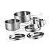 predolo Stainless Steel Utensils Camping Utensils Set Dinnerware Set Reusable Lightweight Cups Camping Cookware for Hiking Picnic