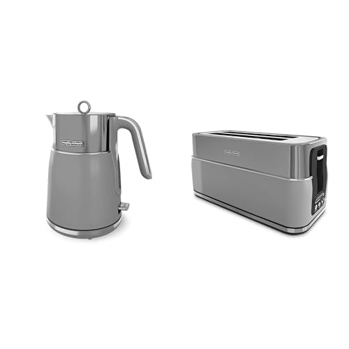 Image of Morphy Richards Signature Kettle and Toaster Set, 1.5L Fast Boil Matte Finish Signature Kettle, 2 Slot Variable Browning Toaster, Matching Set, 3KW/1750W, Grey, 100705 | 245705