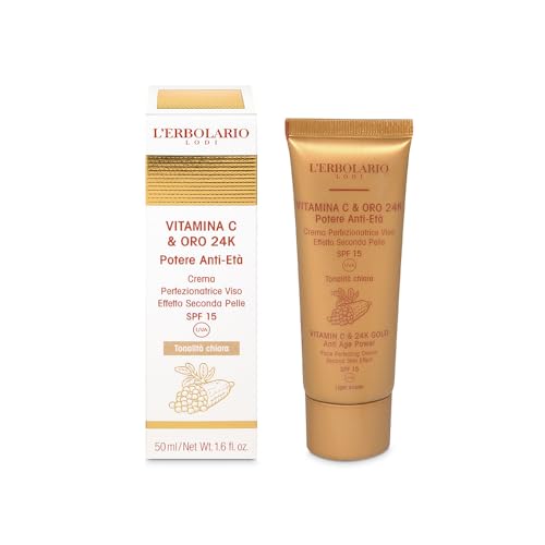 L'Erbolario - Crema de protección facial - Vitamina C & Oro 24K - Tonos claros - 50 ml