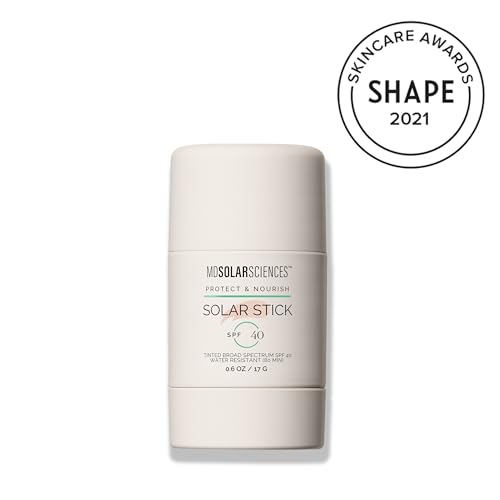 MDSolarSciences Solar Stick SPF 40 – Water-Resistant Mineral Sunscreen – Broad Spectrum UV Protection – Blendable Zinc Oxide Travel Stick – Smooth, Sheer and Natural Matte Finish, 0.6 Oz