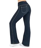 Nirlon Crossover Bootcut Jeggings for Women - Flare Leggings for Women Tummy Control, Regular and Plus Size Jeggings for Women, Breathable Flare Jeggings with Pockets for Women (L 32', Jeans)