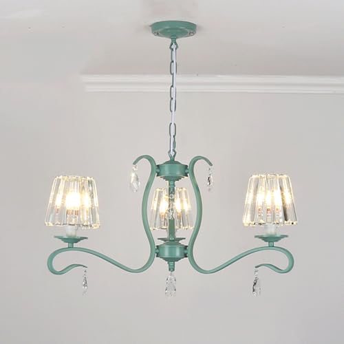 Chandelier en cristal vert mat plafonnier idéal déco maison et séjour