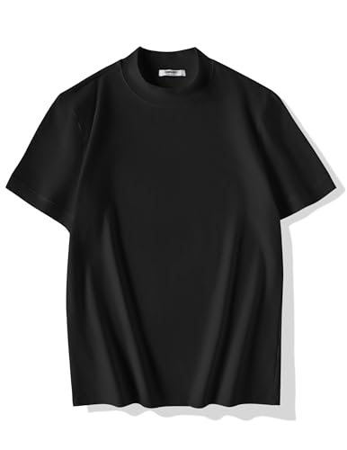 COOFANDY Mens Mock Turtleneck Shirts Casual Premium Cotton Short Sleeve Shirt 2025 Basic Half Neck T-Shirts2