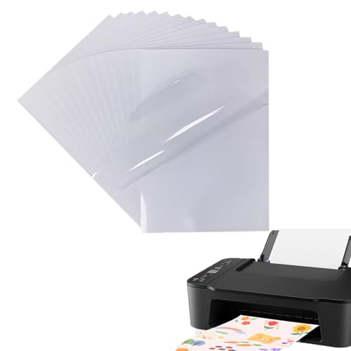 DeJivsin 12 arkuszy Papierowe naklejki winylowe do drukarki atramentowej, samoprzylepnej do zadrukowania, folia samoprzylepna A4, papier samoprzylepny do drukowania laserowego i atramentowego