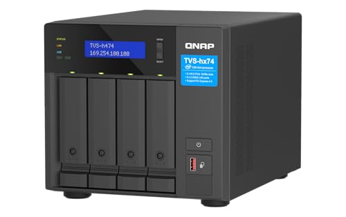 Image of QNAP TVS-h474-PT-8G-US 4 Bay High-Speed Desktop NAS with Intel Pentium Gold 2-core CPU, 8GB DDR4 Memory, 2.5 GbE Networking and PCIe Gen 4 expandability (Diskless)