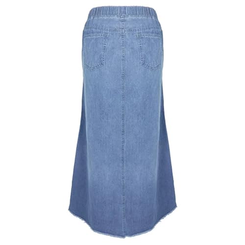 Women Loose Summer Boho Long Jean Skirt Solid Color A-LINE Denim Maxi Skirts3