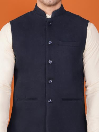 Image of Vastraa Fusion Men's Pure Wool Export-Quality Indian Traditional Nehru Jacket /Woolen Jacket For Men
