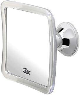 Mirrorvana 3X Magnifying Fogless Shower & Shaving Mirror with Suction Mount for Bathroom, Anti Fog Shatterproof Surface and 360° Swivel, 16cm x 16cm