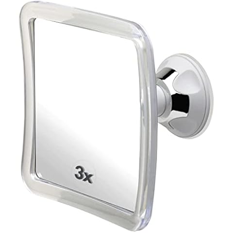 Mirrorvana 3X Magnifying Fogless Shower & Shaving Mirror with Suction Mount for Bathroom, Anti Fog Shatterproof Surface and 360° Swivel, 16cm x 16cm Cover