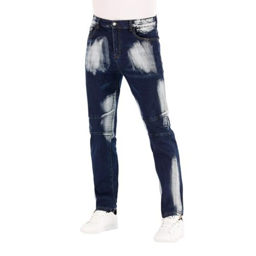 Jeans Pants Trousers Denim Stretch Slim Fit Spray Paint Dots Personalized Graffiti Retro Blue Trendy Street Casual Commuting Straight Leg for Men(Dark Blue,29)2