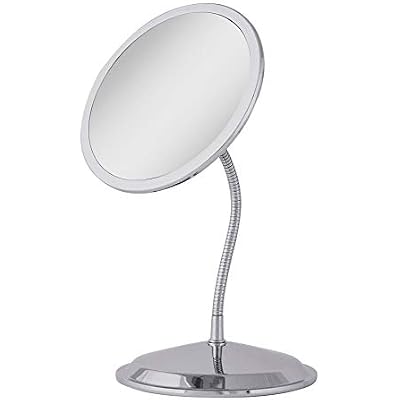Double VisionTM Gooseneck Vanity/Wall Mount Mirror 5X/10X Magnification, Made in the USA