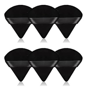 6Pcs Triangle Powder Puff,Soft Velour Face Makeup Sponge Powder Puffs,Loose Powder Cosmetic Foundation Mineral Powder Wet Dry-Black