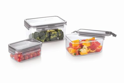 Image of INKULTURE Air Tight Food Storage Container Set of 03 (550ml + 1200ml + 2300ml) | BPA-Free Leakproof Plastic Kitchen Containers with Lid | Fridge & Pantry Organizer Box for Fruits, Vegetables Etc.