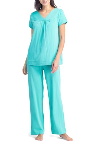 Fishers Finery Women's EcoFabric Pajama Set; Short Sleeve Top & Full Length Pant with Gift Box