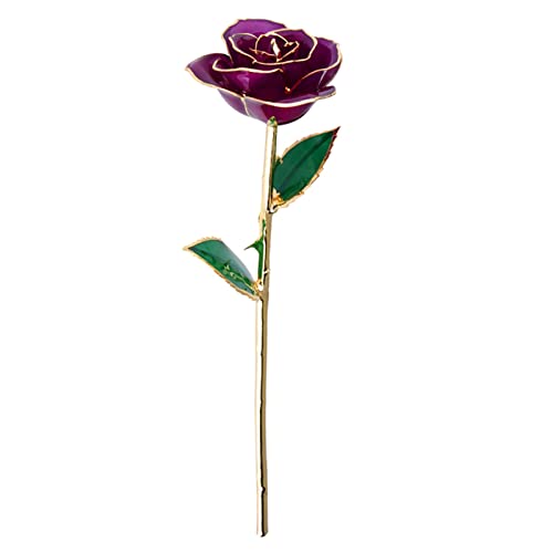 RIZGHWOY Rosa Real Chapada en Oro de 24 Quilates Flor Preservada Rosa Bañada en Oro de 24 Quilates Regalo de de con Soporte para Boda de Aniversario del Día de San Valentín