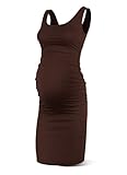 Rnxrbb S-2XL Women Summer Sleeveless Maternity Dress Pregnancy Tank Scoop Neck Mama Clothes Casual Bodycon Clothing,Dark Brown S