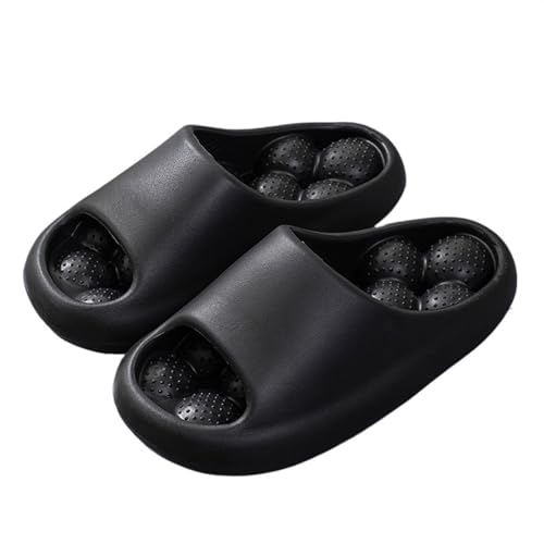 Beach Sandals Thick Bottomed Slides Slippers with Drainage Holes Non Slip Quick Drying Shower Bathroom Sandals for Women and Men Pillow Slippers(Black,40/41)